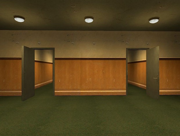 A Screenshot of Two Doors -- from The Stanley Parable