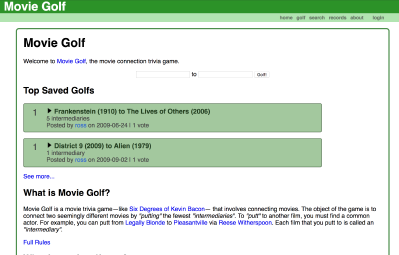 Screenshot of Movie Golf version 1.0