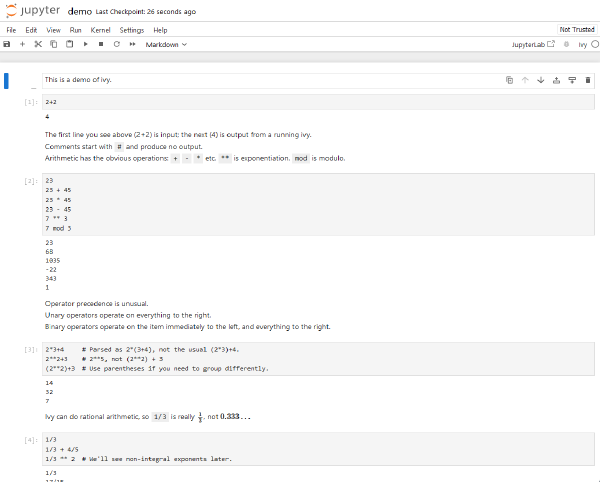 Screenshot of a Jupyter notebook with the Ivy demo.
